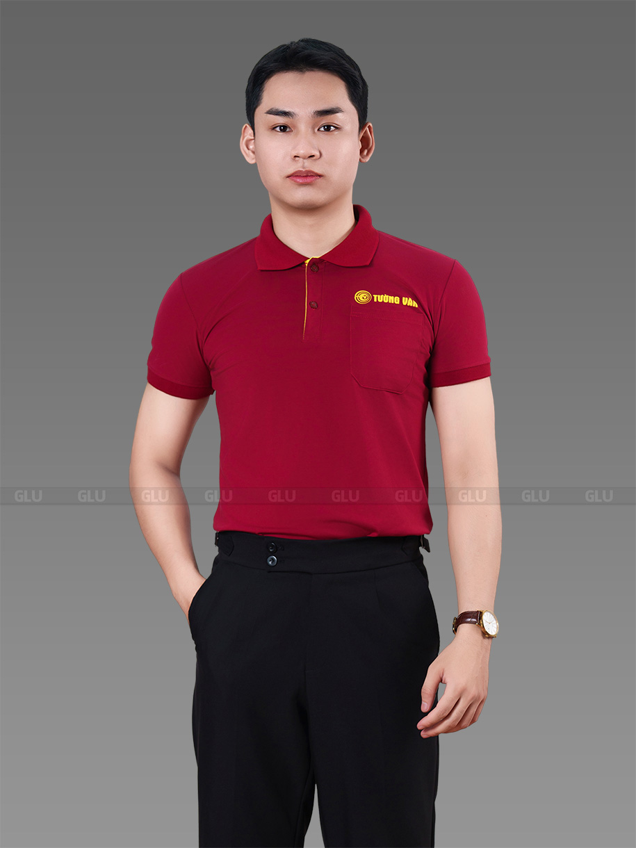 áo đồng phục công ty có cổ màu đỏ 2