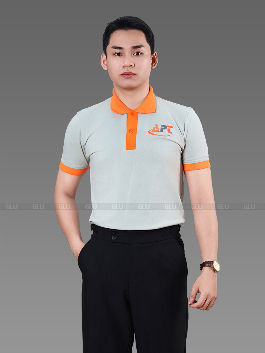 đồng phục công ty polo xám phối cam đồng phục quy nhơn plqn0013 2